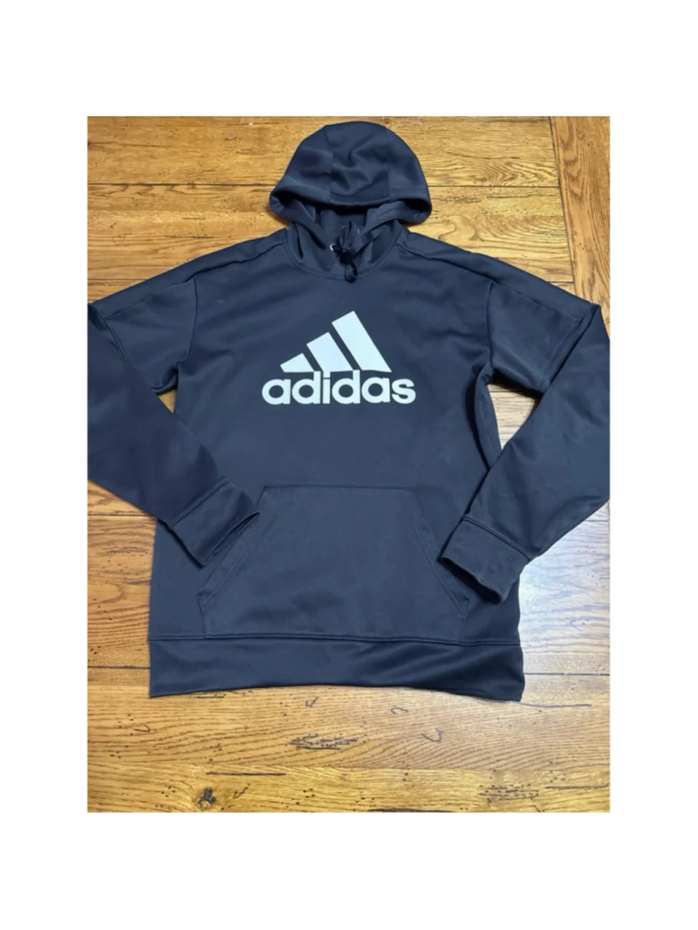 Adidas Hoodie Men’s Sz Small Black Sweatshirt Pockets Gray Adidas Small P52